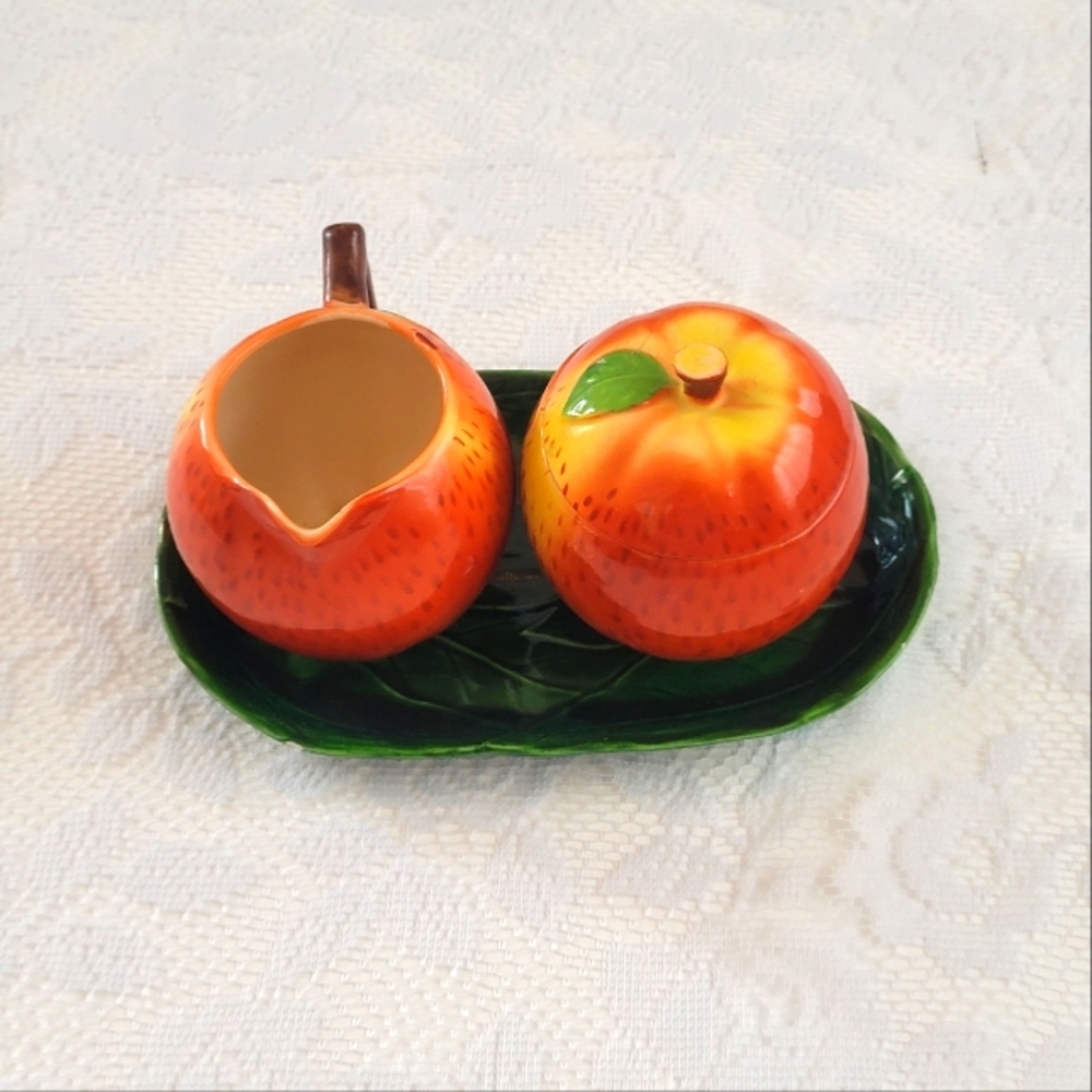 Vintage Maruhon Ware Hand Painted 4-piece set Tray, Creamer, Sugar with Lid